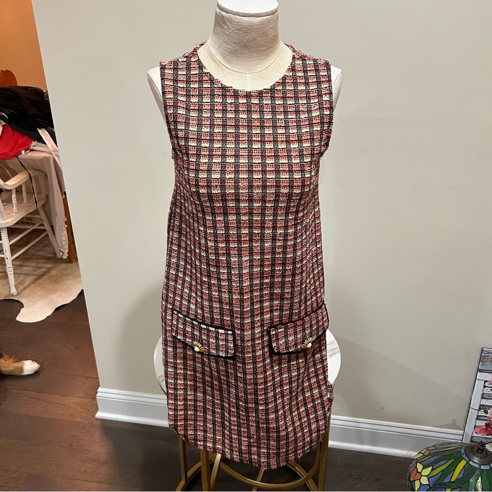 Zara multicolor Sheath Mini Dress Sleeveless Crew Neck